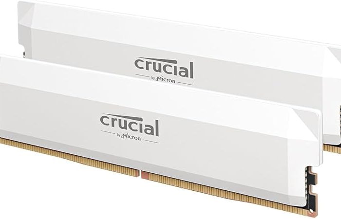 Crucial Pro RAM DDR5 32Go Kit (2x16Go) 6400MHz CL38, Mémoire Overclocking Gaming, Intel XMP 3.0 / AMD Expo, (PC) Mémoire RAM 32Go DDR5, Blanc - CP2K16G64C38U5W