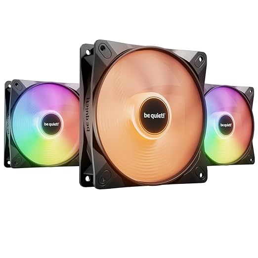 be quiet! Light Wings LX 120mm PWM high-speed ventilateur, Pack de 3 ventilateurs, hub éclairé et pales dépolies, des effets d'éclairage spectaculaires, 16 LED RGB adressables, 9 pales de ventilateur