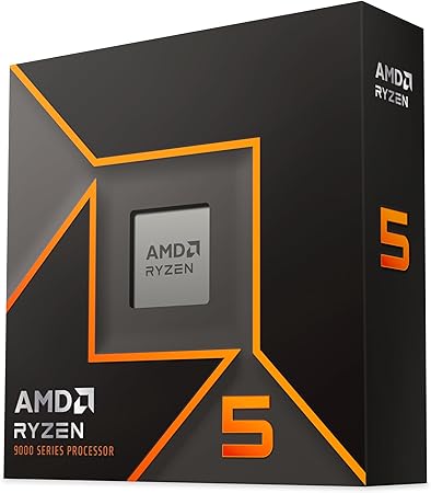 AMD Ryzen 5 9600X Processeur (Radeon Graphique Intégré, 6 Coeurs/12 Threads, 65W TDP, Socket AM5, Cache 38Mo, jusqu'à 5.4 GHz Fréquence Boost, Pas de Ventilateur)