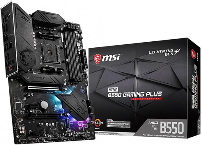 MSI Carte mère de jeu MPG B550 Gaming Plus (ATX), AMD AM4, DDR4 M.2, USB 3.2 Gen 2, HDMI ATX, carte mère de jeu, processeurs AMD Ryzen™ 5000