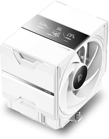 Sudokoo SK700V BLANC Ventirad AM5 Exclusif, Affichage Numérique, 7 Caloducs Ventilateur de Processeur, Tour Unique, Ventilateur 120mm FDB PWM, Accès RAM Complet, Montage Facile, Garantie 5 Ans