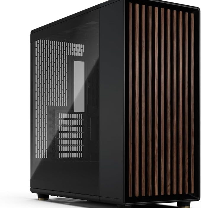 Fractal Design North XL RC Charcoal Black TG Dark - Boîtier Plein Tour Airflow Avec 3 Ventilateurs 140mm PWM- Boîtier Compatible Carte Mère Inversé - USB Type-C - Design Élégant en Bois Charcoal Black