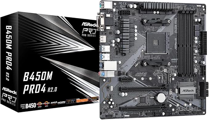Carte Mère ASRock B450M Pro4 R2.0 Socket AM4 AMD B450 AMD AMD AM4 LGA 1151