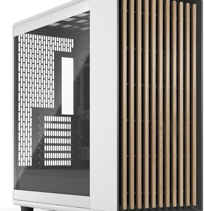 Fractal Design North XL RC Chalk White TG Clear - Boîtier PC Gaming ATX Ventilé avec Panneaux en Bois - 3 Ventilateurs PWM 140mm et USB Type C Inclus