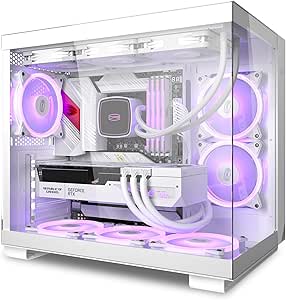 CPS T500 Boîtiers PC - PCCOOLER Flux d'air, Système Câbles Gestion Système, Intérieur Spacieux ARGB 6 x 120mm, I/O Port USB Type-C, Panneau à Libération Rapide, ATX Mid Tower PC Gaming Case (Blanc)