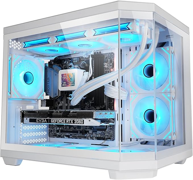 Mars Gaming MC-3TCOREM, Boîtier Gaming Custom Micro-ATX, Triple Fenêtre en Verre Trempé, Double Chambre Latérale, Support Refroidissement Liquide 360mm, Gestion Câblage, Mini-Tour PC, USB-C, Blanc