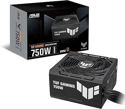 ASUS TUF Gaming 750W Bronze - Bloc d’alimentation PC (750 Watt, 80 Plus Bronze, Ventilateurs axiaux à double roulement à billes, Revêtement protecteur PCB, 0dB, Garantie 6 ans)